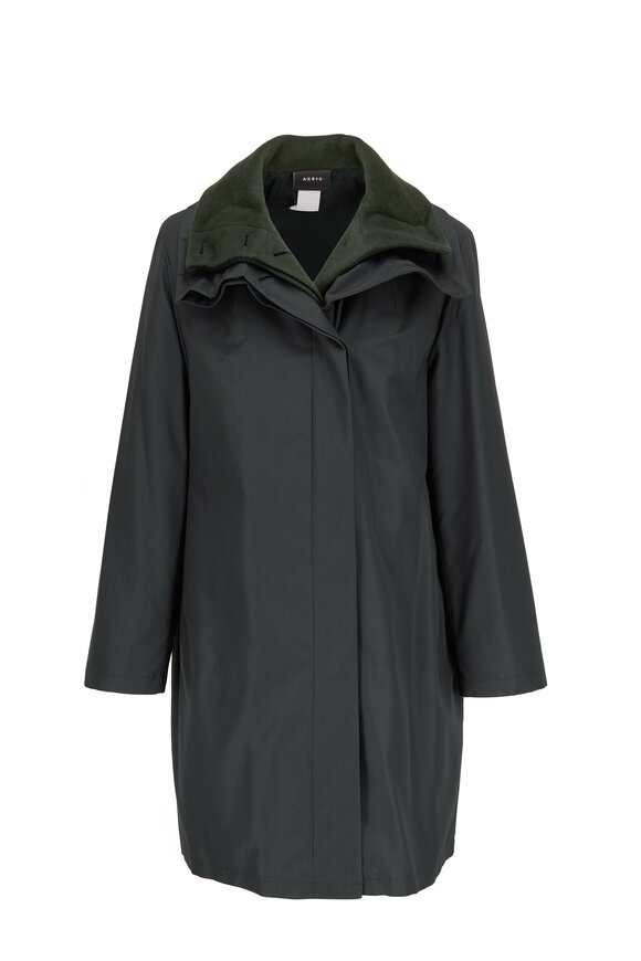 Akris - O'Neill Bottle Green Silk Coat