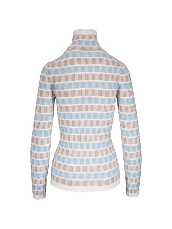 Akris Punto Light Blue & White Oat Wool Intarsia Knit Sweater - view 3