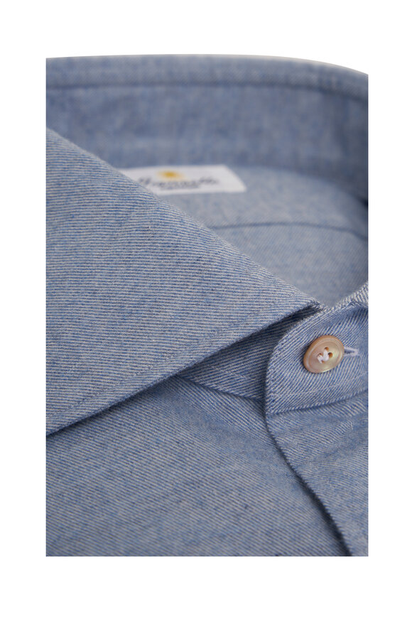 Giannetto - Light Blue Chambray Cotton & Cashmere Sport Shirt
