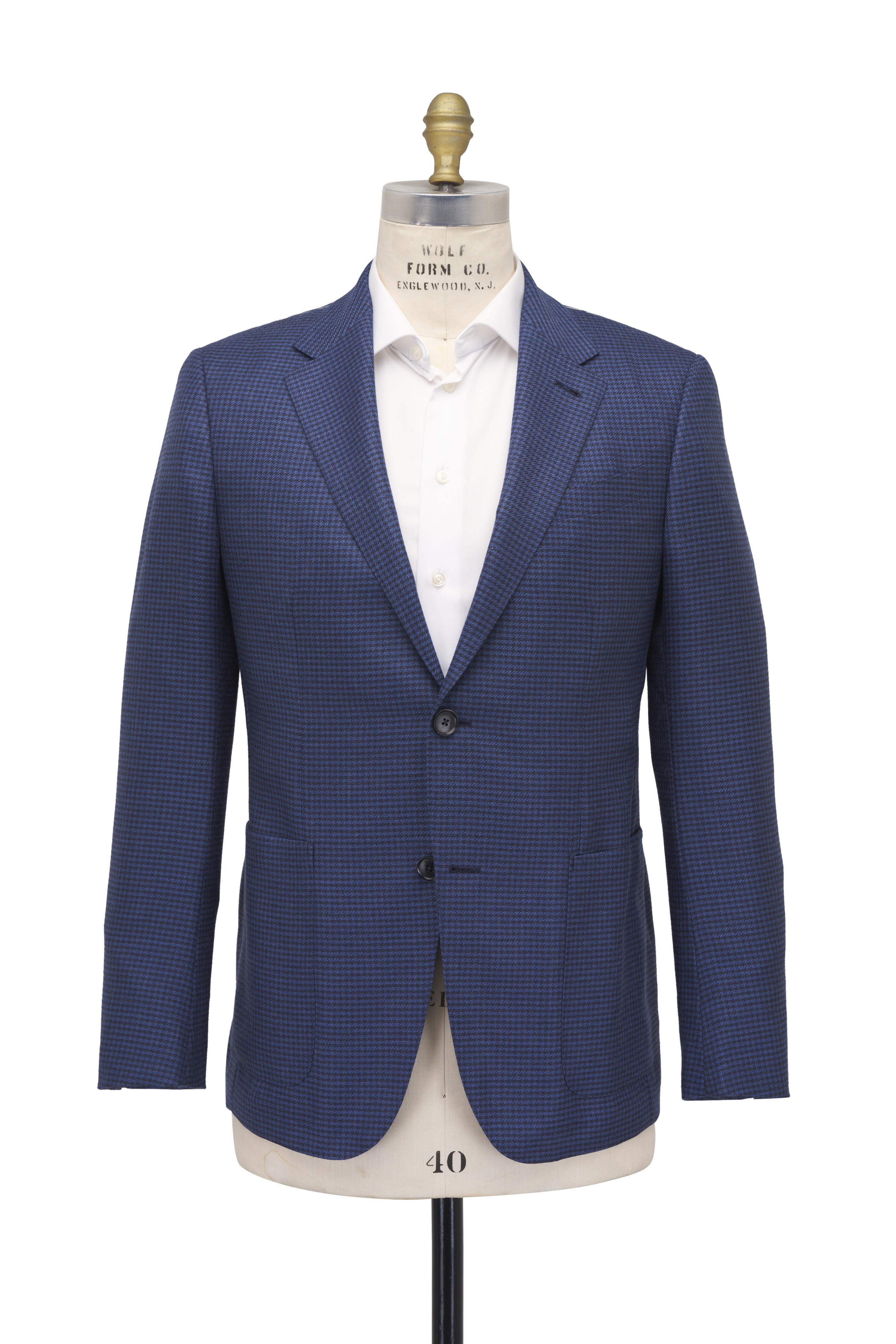 Zegna - Blue Mini Check Cashmere & Silk Sportcoat