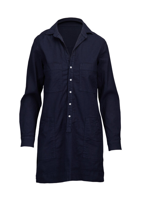 Frank & Eileen Ireland Navy Blue Linen Utility Dress - view 1