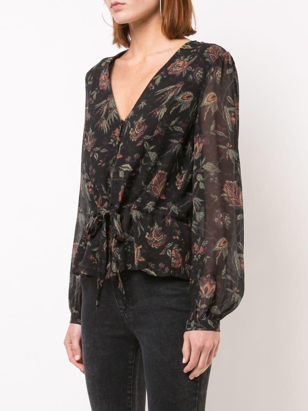 Paige - Cameron Black Silk Floral Blouse