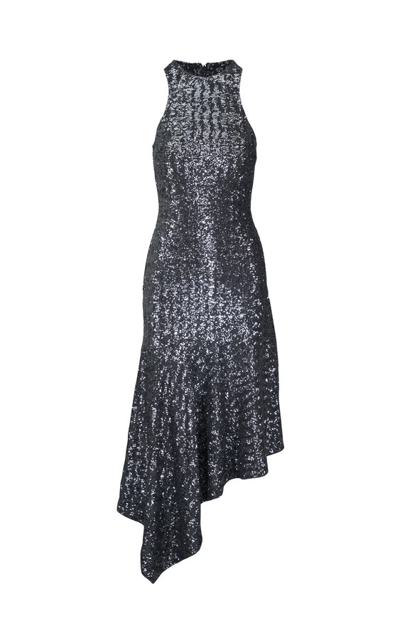 Michael Kors Collection Sequin Asymmetric Drape Tank Dress