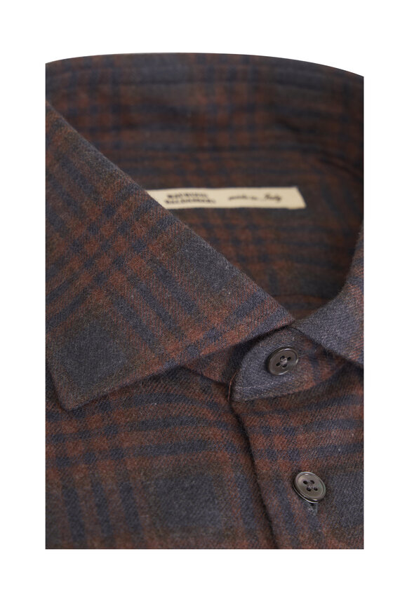 Maurizio Baldassari Santini Brown & Charcoal Plaid Flannel Sport Shirt - view 4
