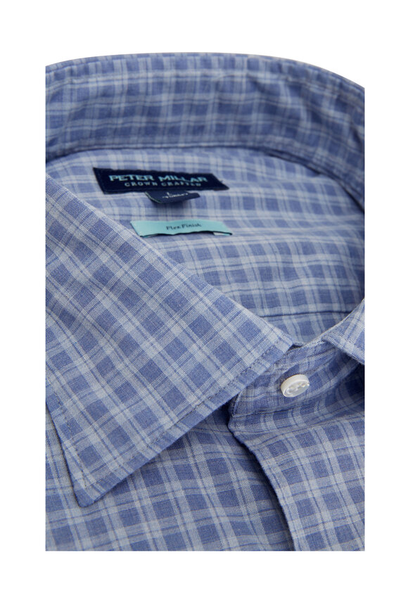 Peter Millar - Crown Cashel Channel Blue Plaid Cotton Sport Shirt