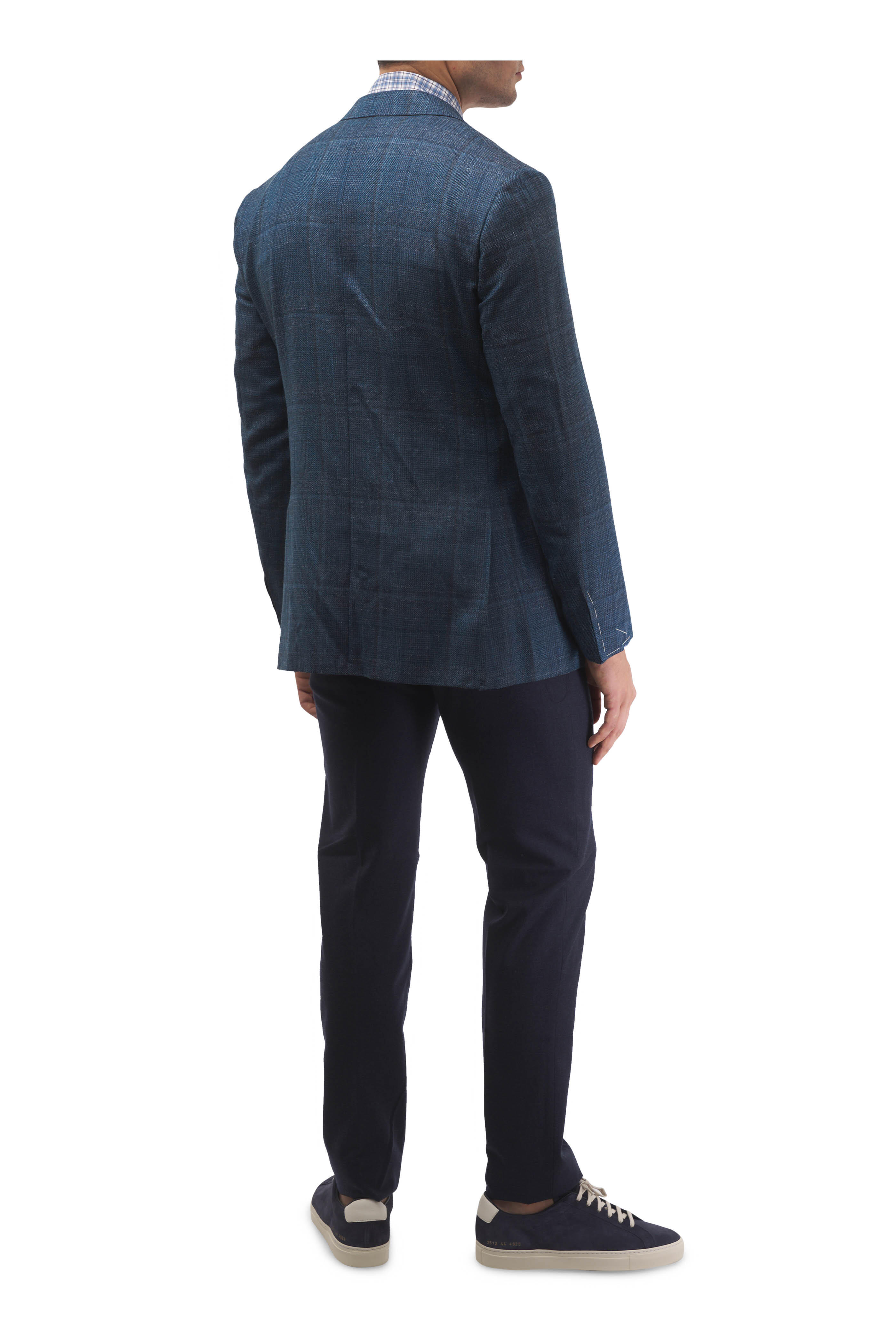 Canali - Kei Blue Plaid Wool, Silk & Linen Sportcoat