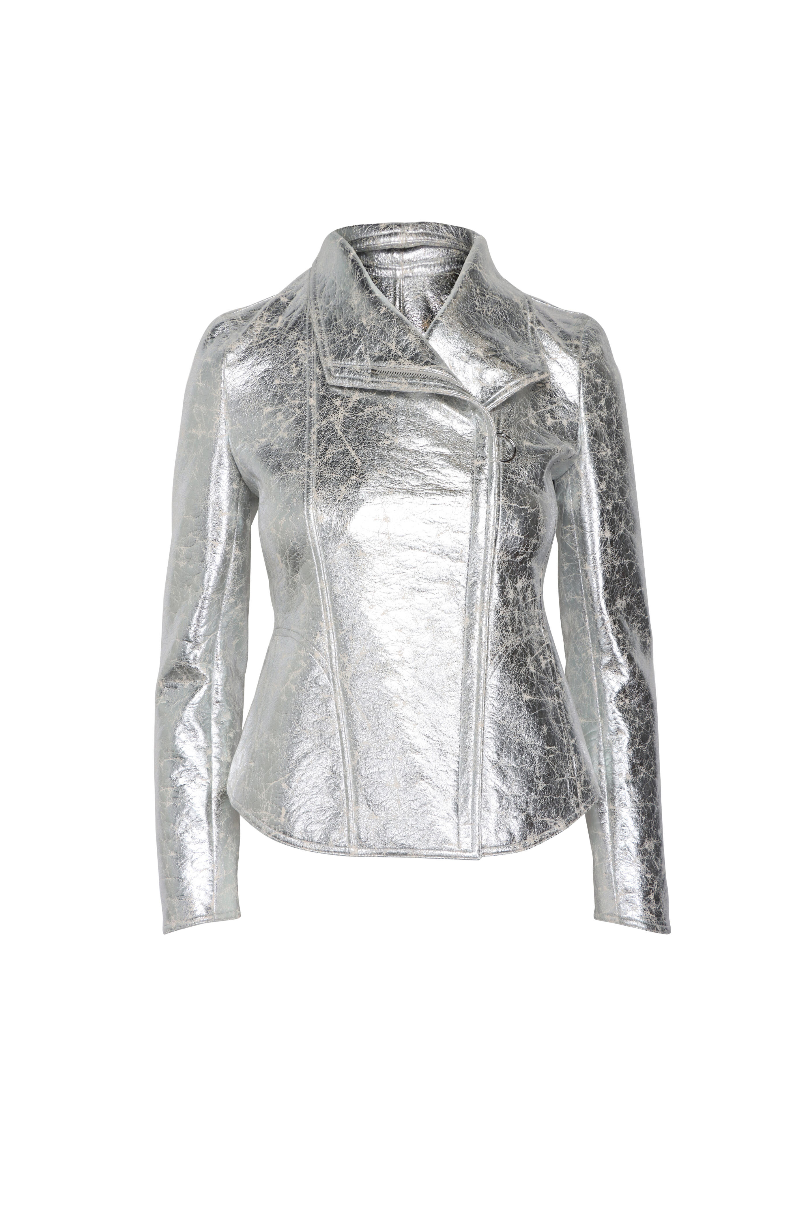 Akris Punto - Aluminum Metallic Moto Jacket