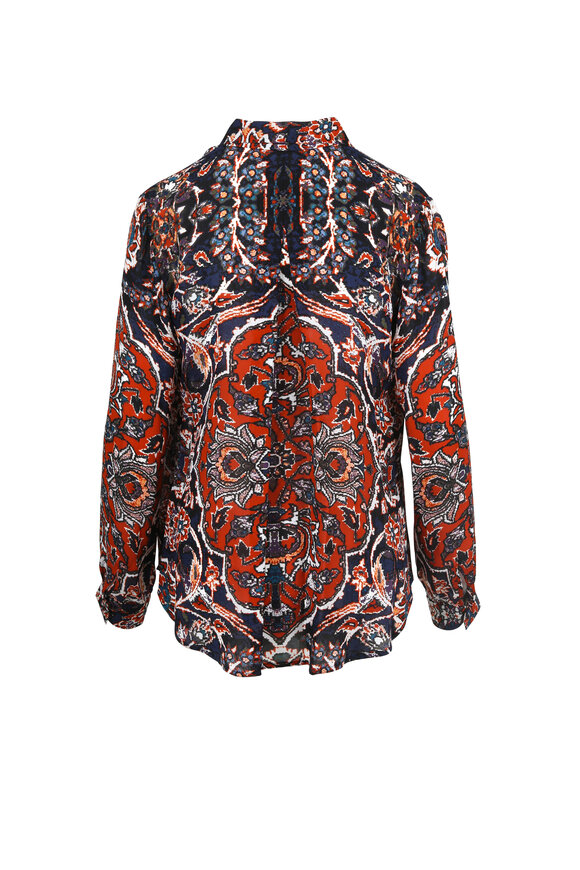 L'Agence - Giselle Black Multicolor Print Silk Blouse