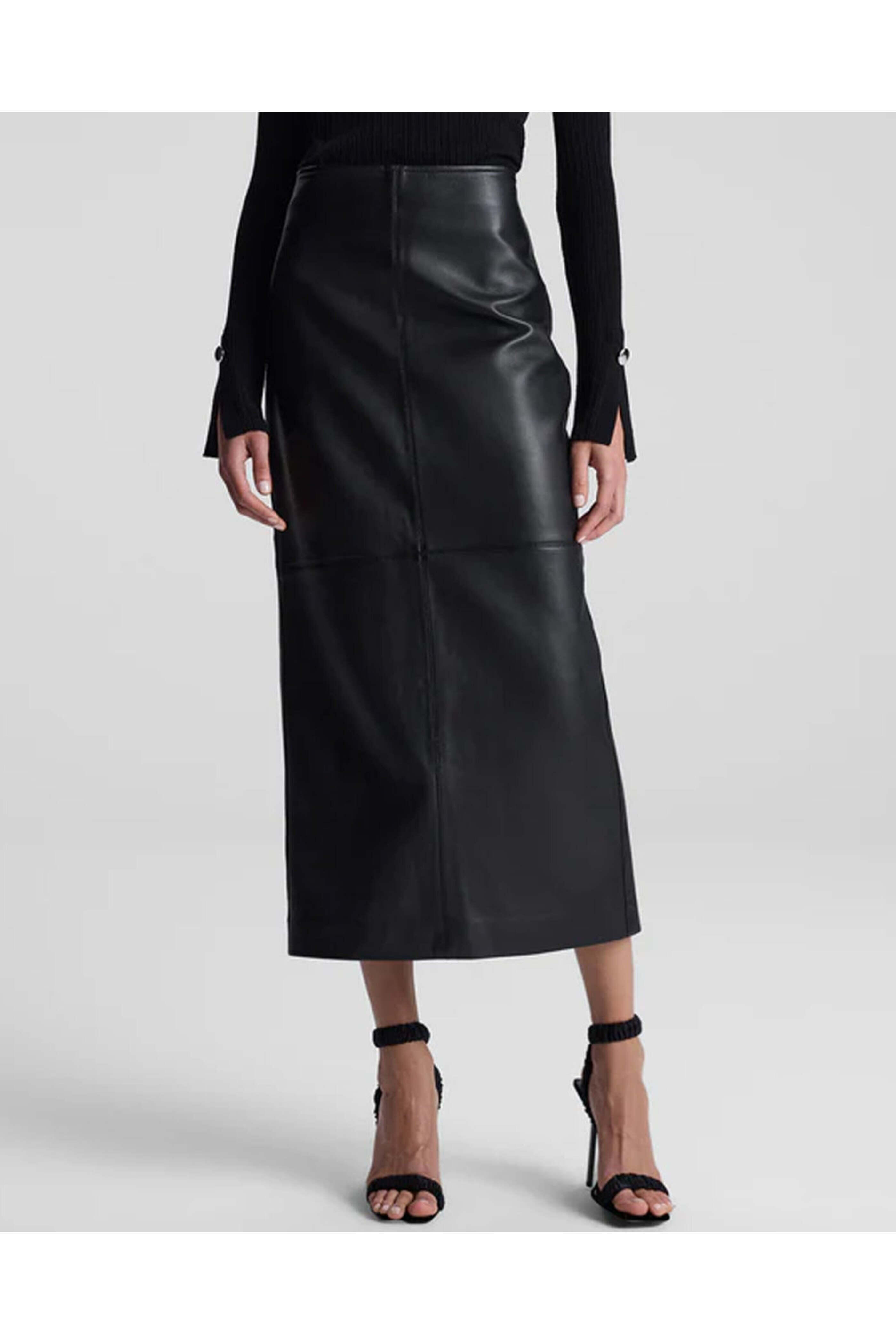 A.L.C. - Black Marta Leather Midi Skirt