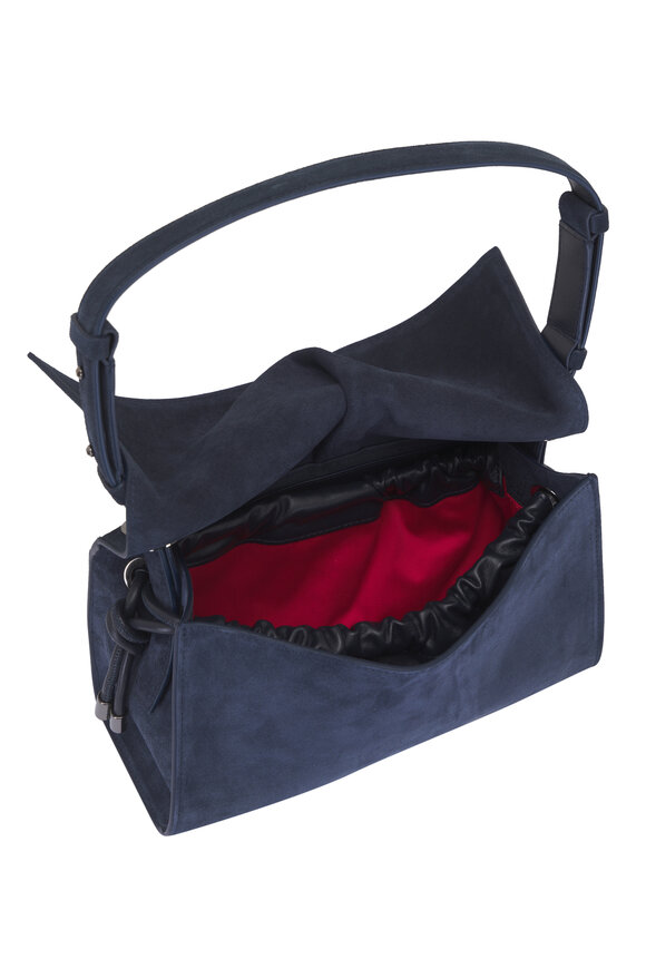 Christian Louboutin Baggy Small Navy Blue Suede Shoulder Bag - view 6