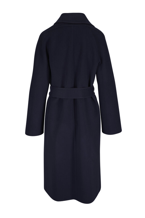 Kiton Navy Blue Cashmere Wrap Coat - view 4