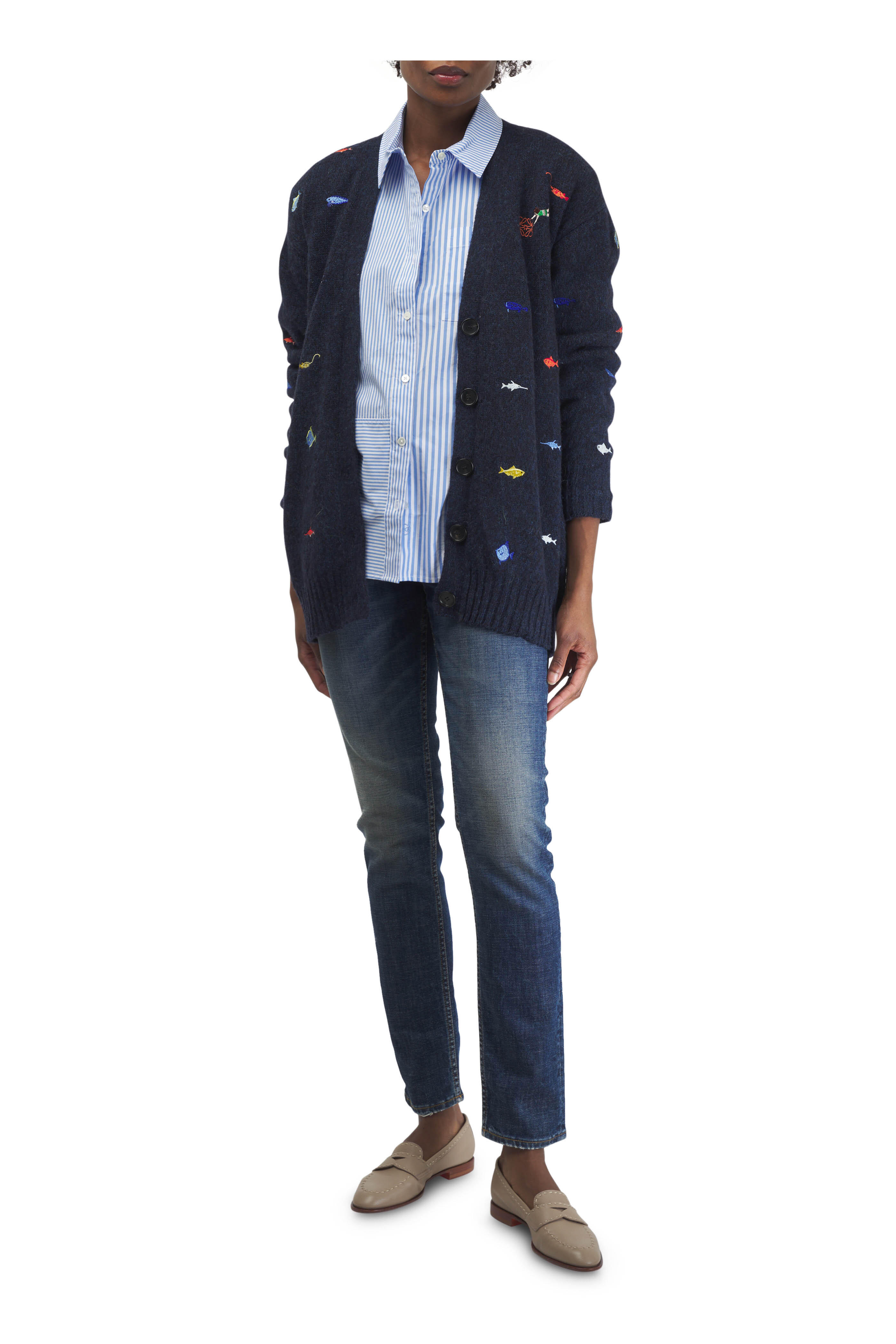 AG - Addison Stripe Blue Mix Relaxed Button Down