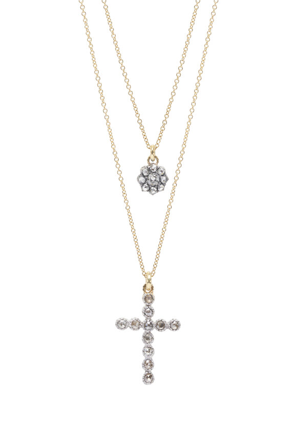 Renee Lewis Diamond Cross Two Chain Necklace - view 2