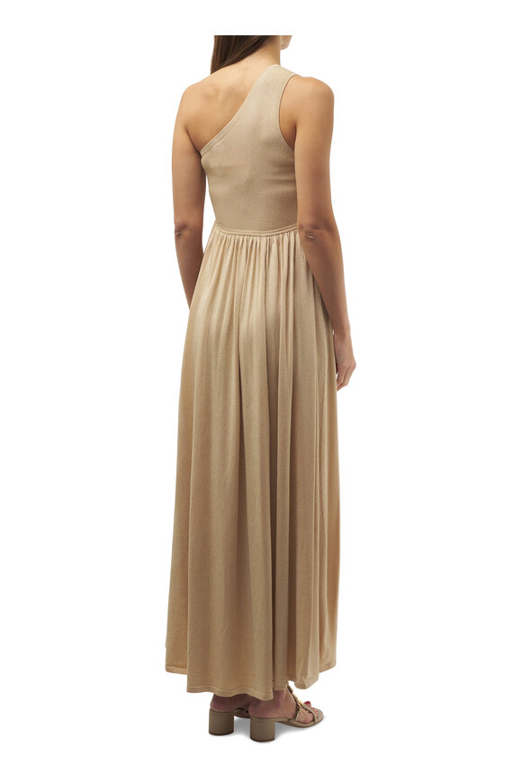 Zimmermann - Crush Gold Metallic One Shoulder Maxi Dress