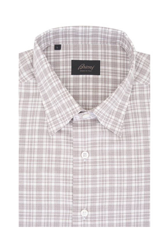 Brioni - Blue & Beige Check Sport Shirt | Mitchell Stores