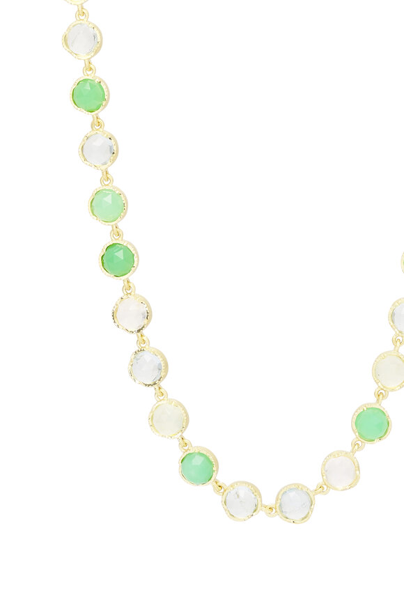 Irene Neuwirth 18k Yellow Gold Aquamarine & Chrysoprase Necklace - view 2