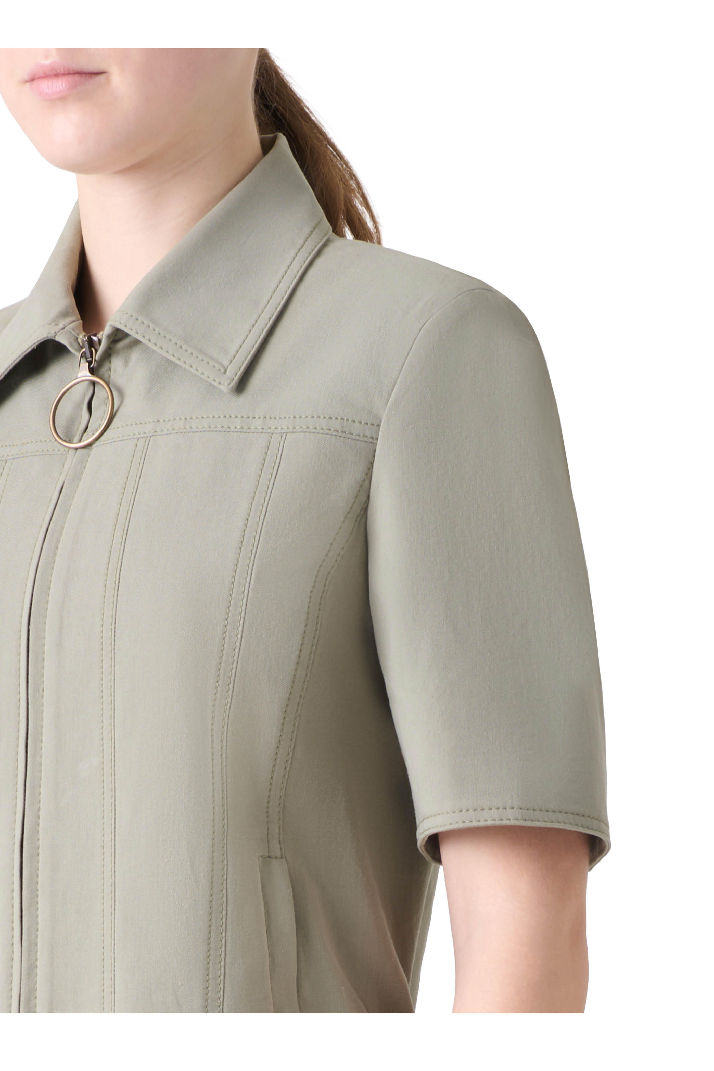 美品　AKRIS punto ジップアップ　ジャケット　コットン　総柄　おしゃれ Akris Punto - Khaki Cotton Short Sleeve Shirt Jacket