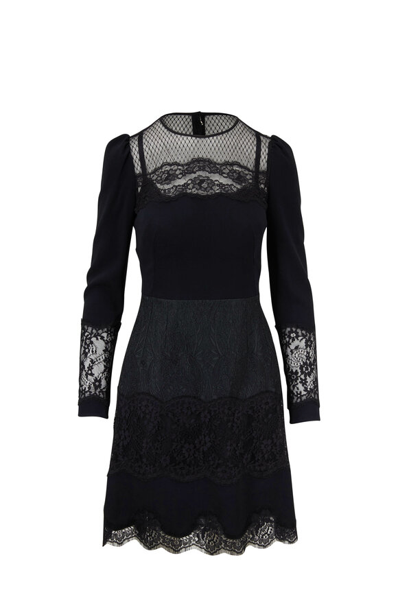 Dolce & Gabbana - Black Lace Inset Long Sleeve Dress