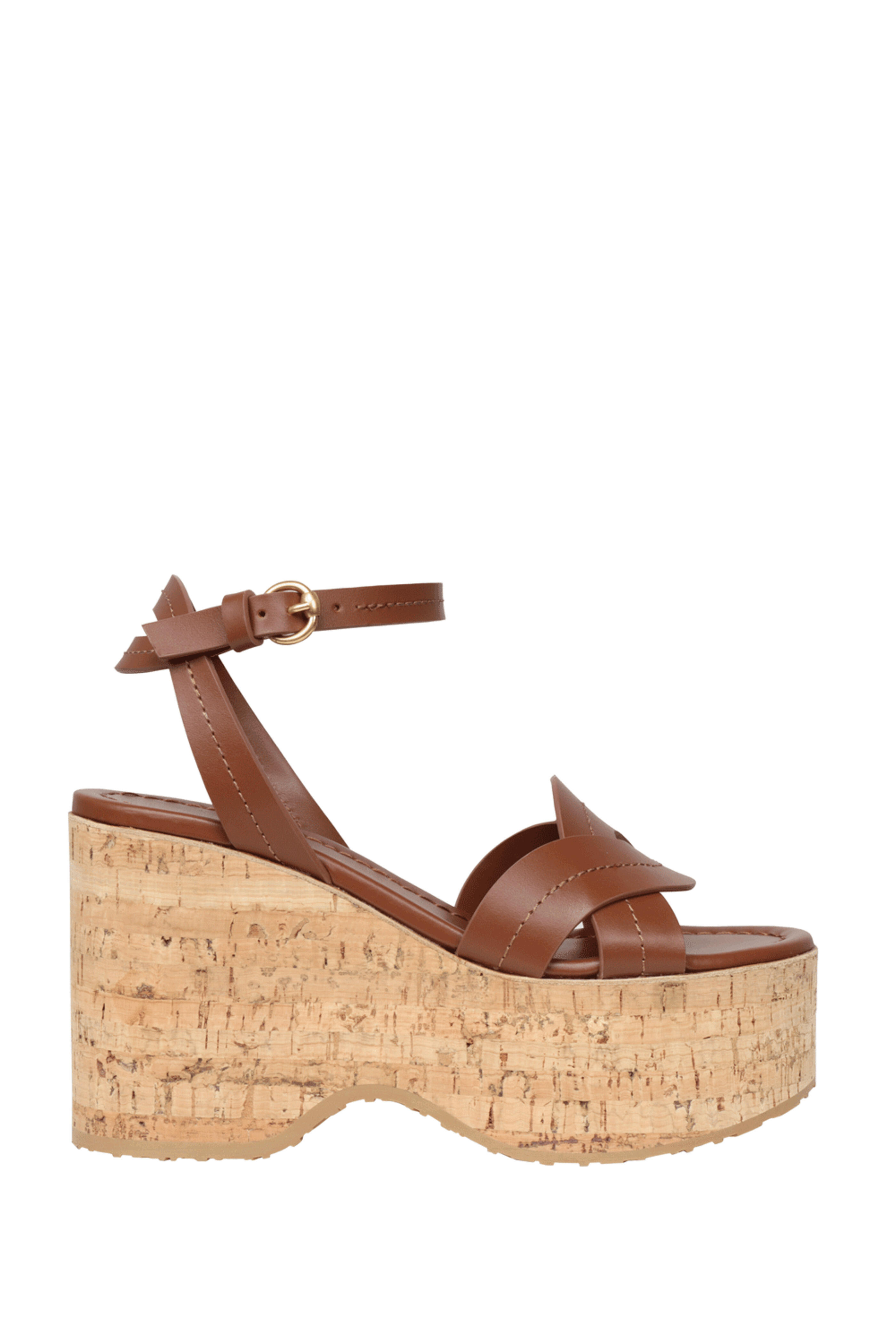 Gianvito Rossi - Havana Cork Brown Platform Wedge Sandal, 108mm