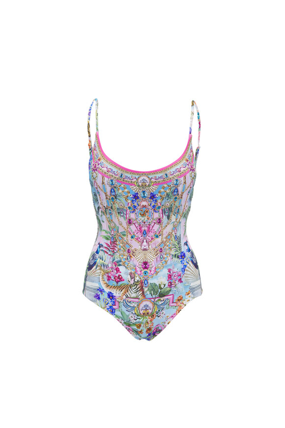 Camilla Crystal Embellished Scoop Neck Bathing Suit