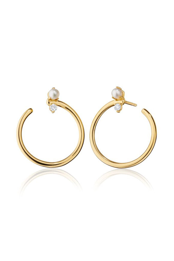 Monica Rich Kosann Galaxy Wrap Pearl & Diamond Hoop Earring 