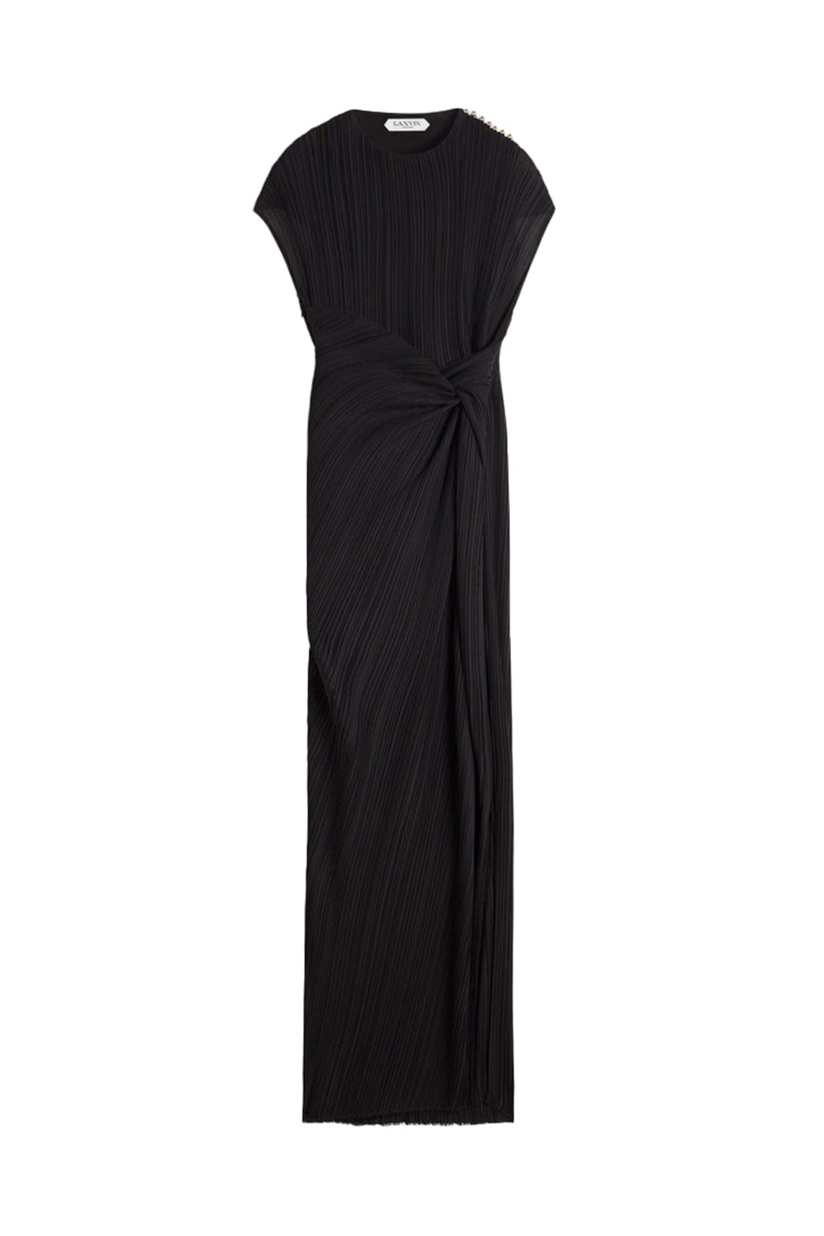 Lanvin - Black Asymmetrical Pleated Twist Gown