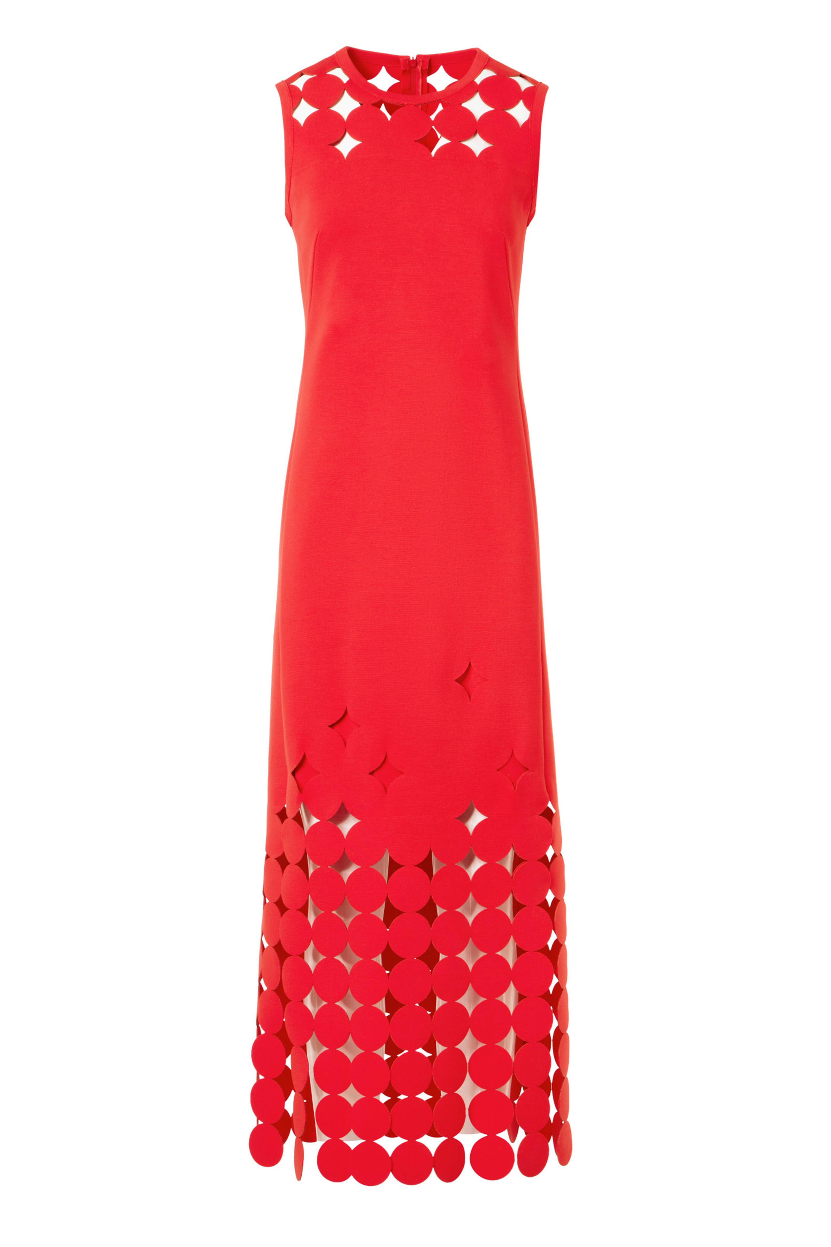Akris Punto - Red Dropping Dot Cut-Out Midi Dress