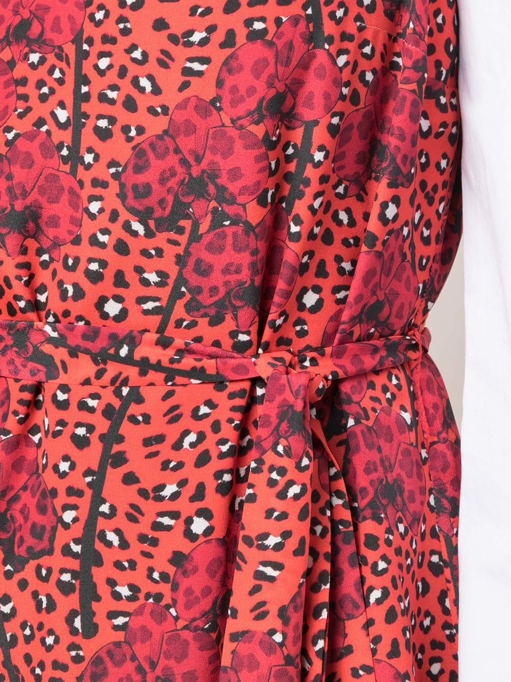 Borgo De Nor - Coco Red Leopard & Orchid Printed Crêpe Dress