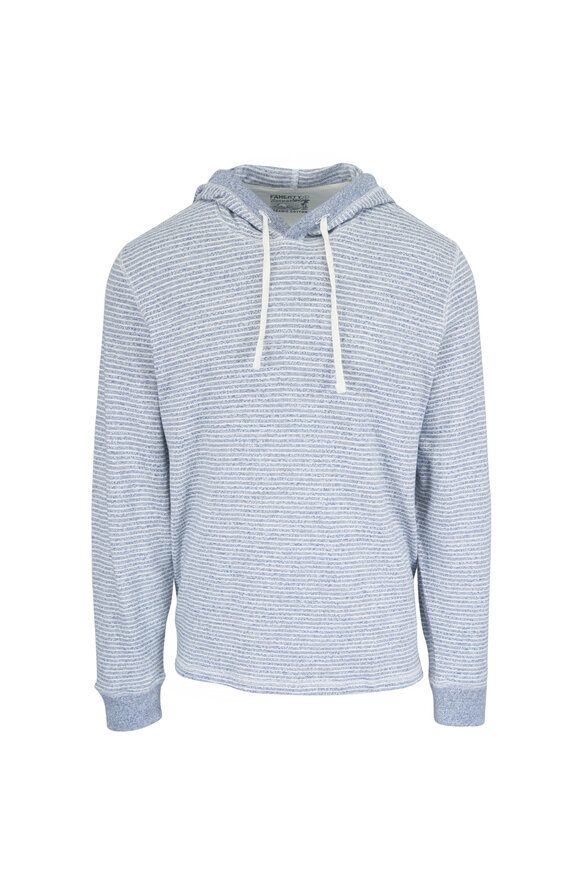 Faherty Brand Sunwashed Blue Stripe Cotton Hoodie - view 1