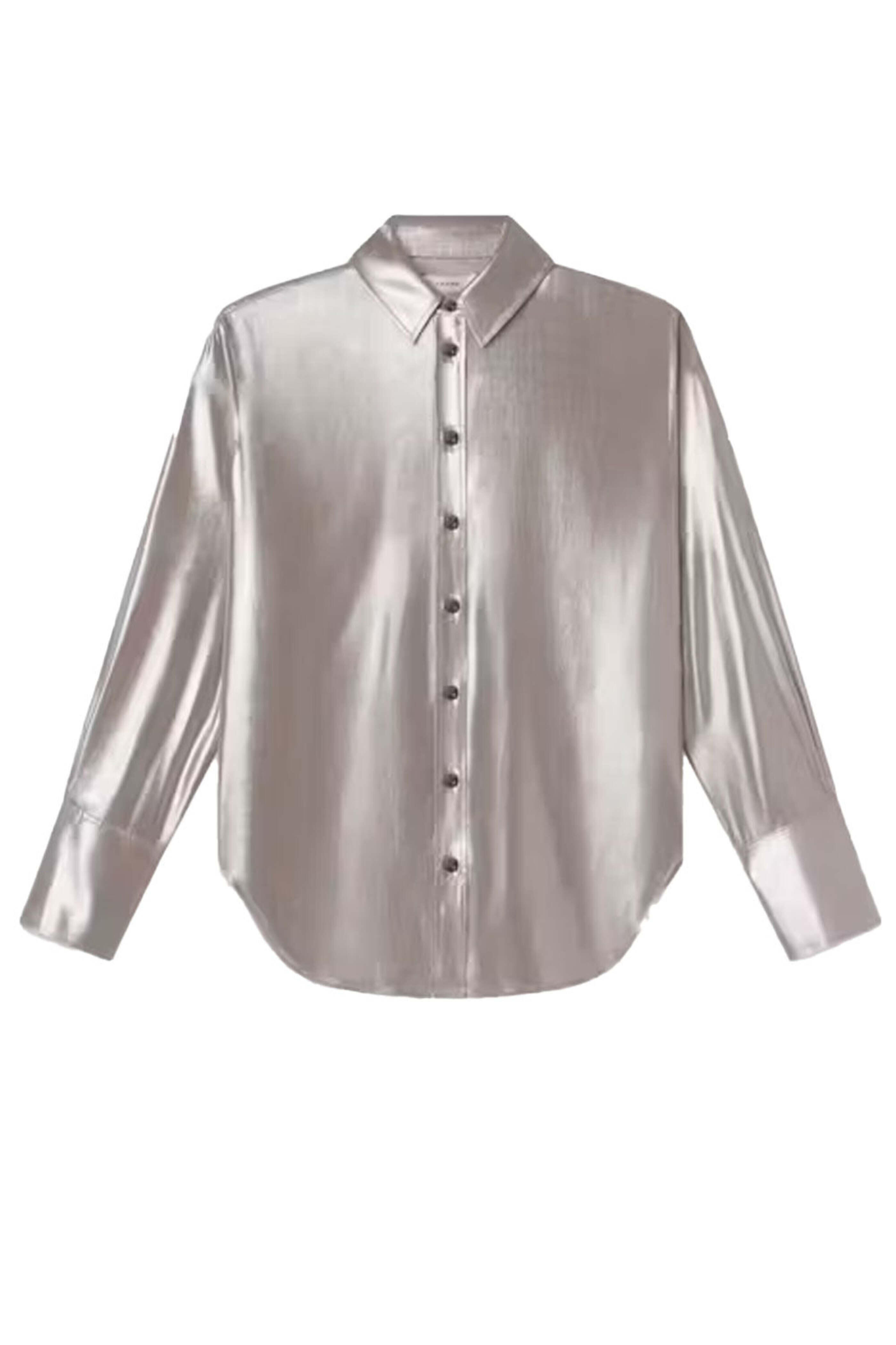 Frame - The Standard Shirt in Silver Lamé