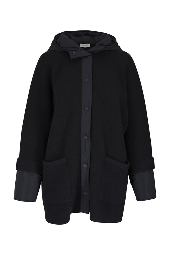 Kinross Black Mixed Media Hooded Coat - view 1