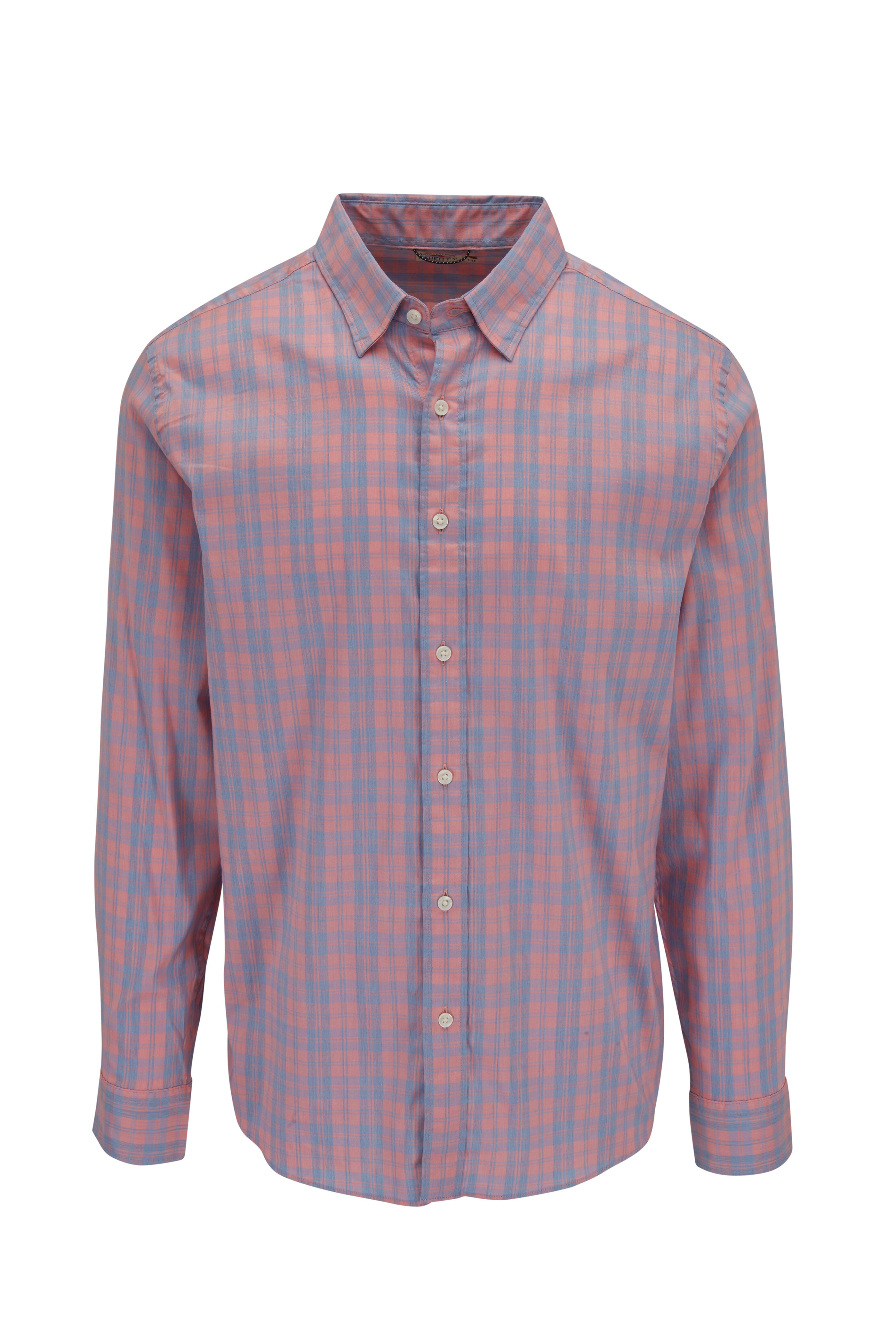 Mens Faherty Brand Movement Summer Rose Plaid Button Supima Blend Shirt M