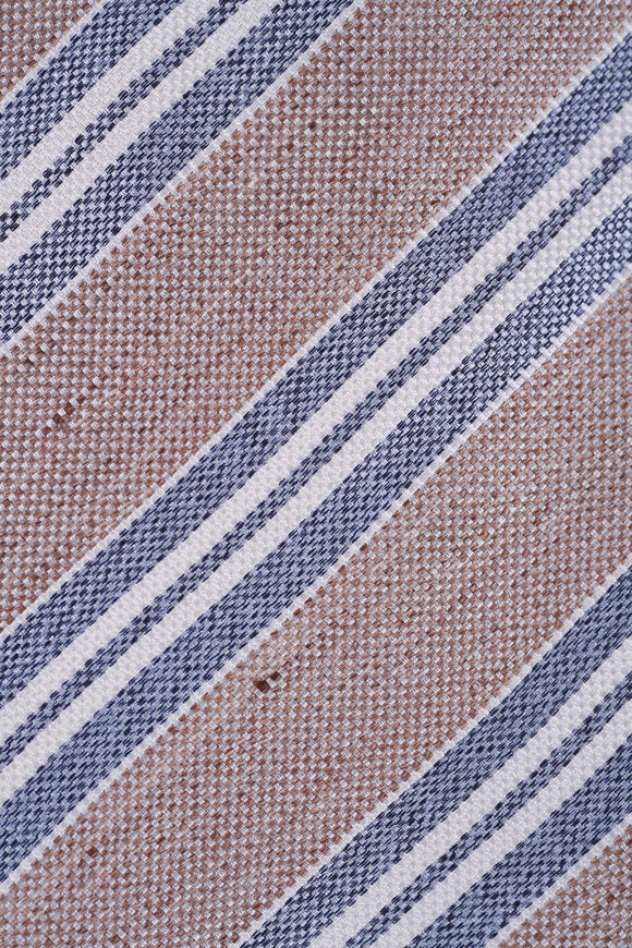 Paolo Albizzati Taupe Stripe Silk & Linen Necktie - view 2