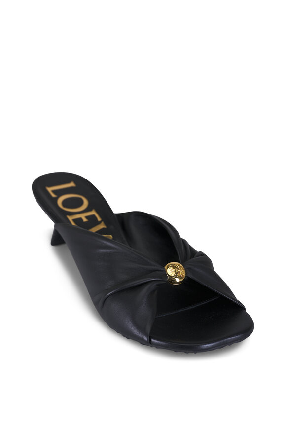 Loewe Pebble Black Leather Soft Slide, 45mm