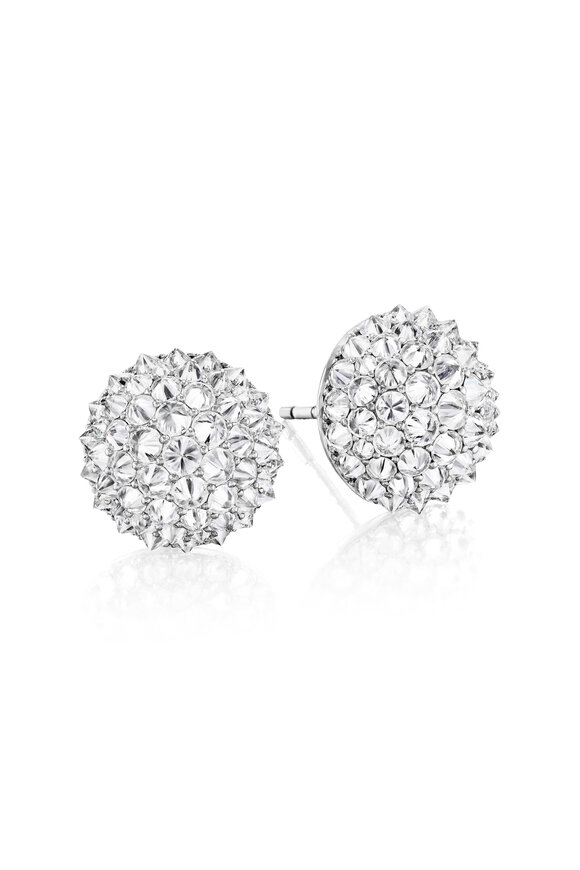 Nam Cho 18k White Gold Diamond Half Ball Stud Earring