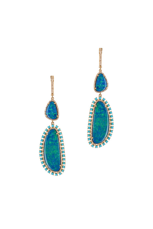 Kai Linz Turquoise, Opal & Diamond Earrings