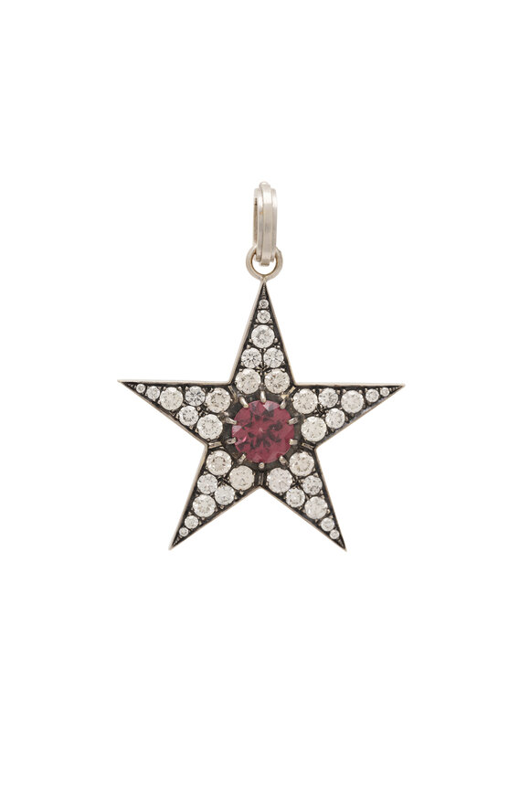 Sylva & Cie Diamond & Magenta Zircon Star Pendant