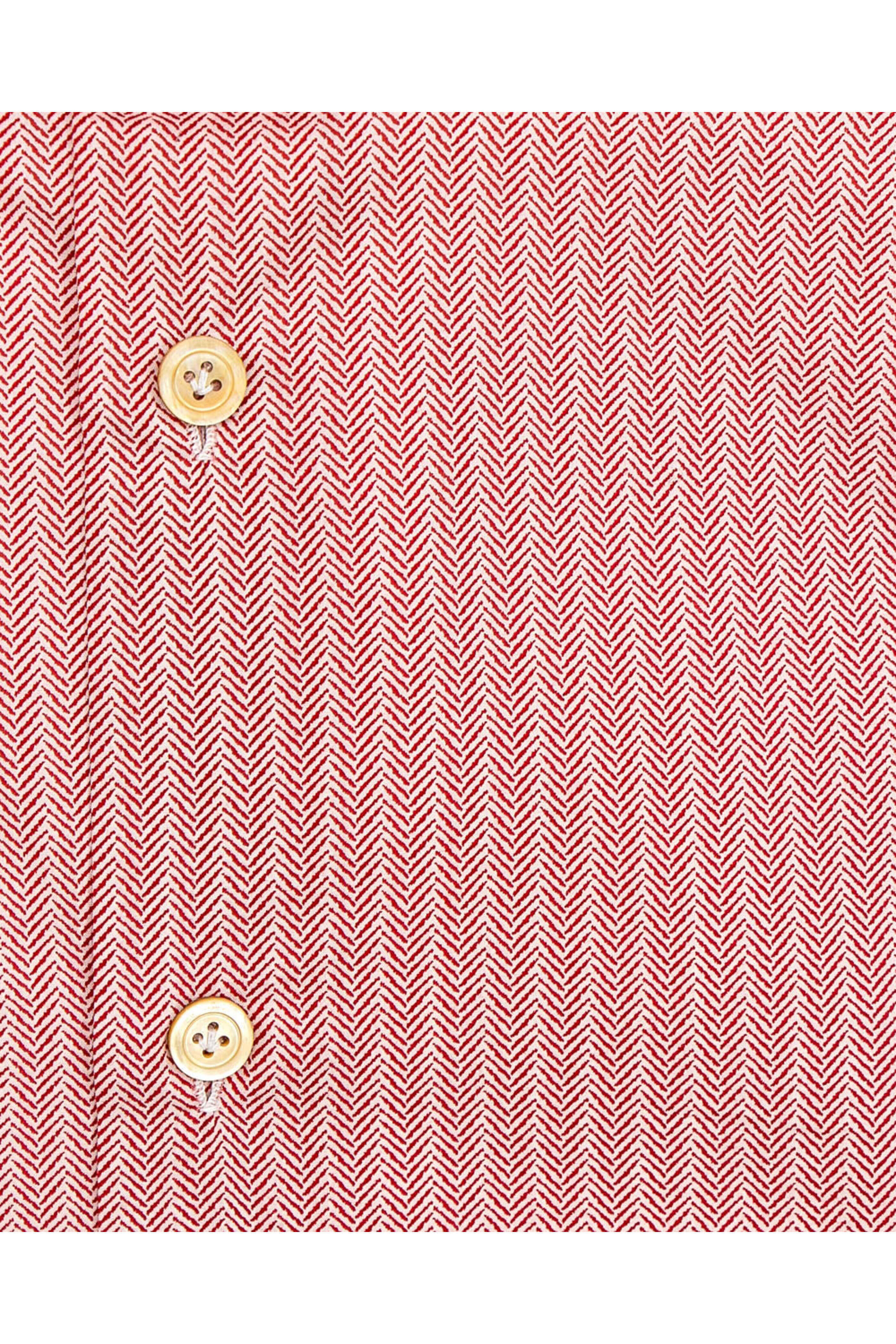 Kiton - Red Herringbone Dress Shirt