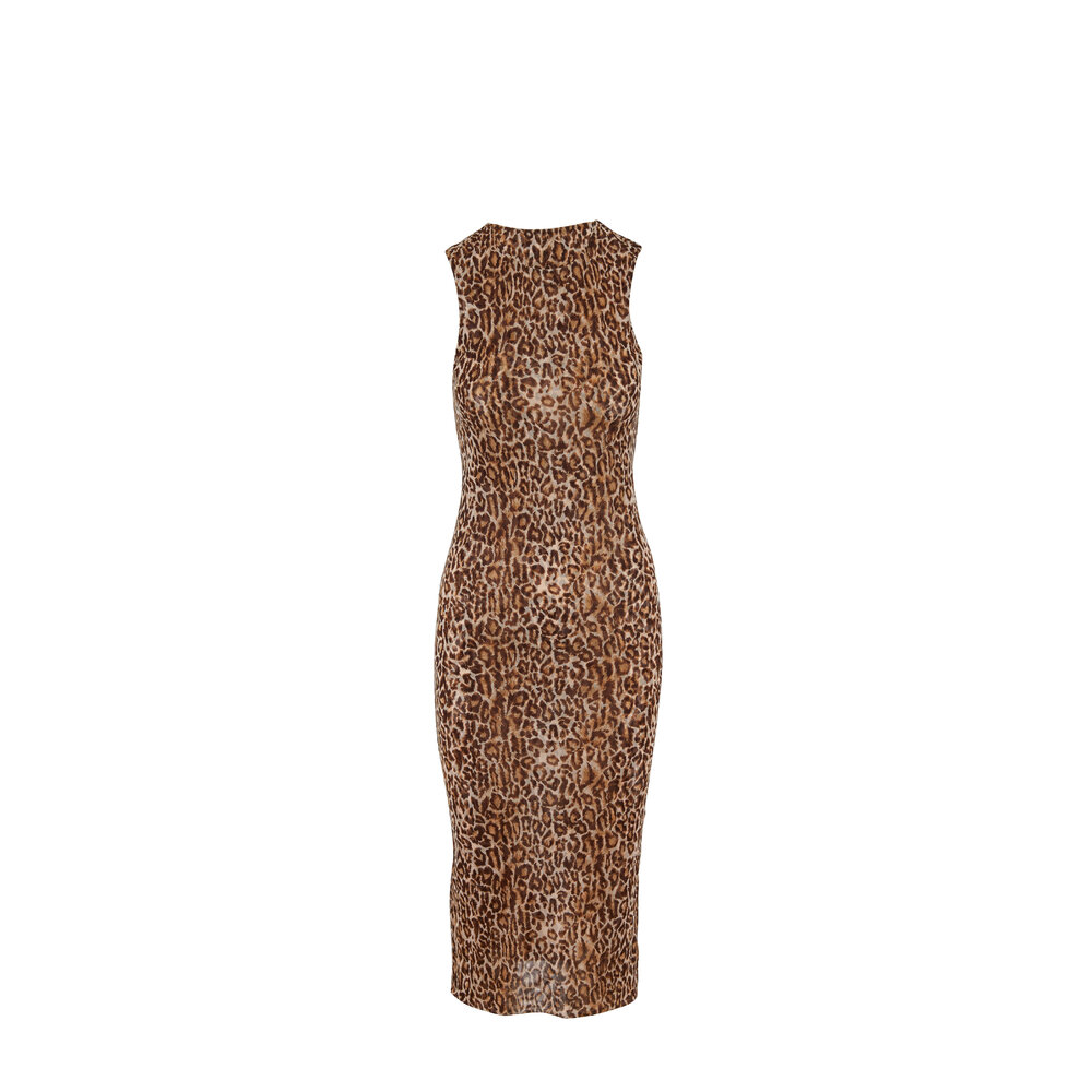 Peter Cohen - Copper Tulle Leopard Print Sleeveless Dress