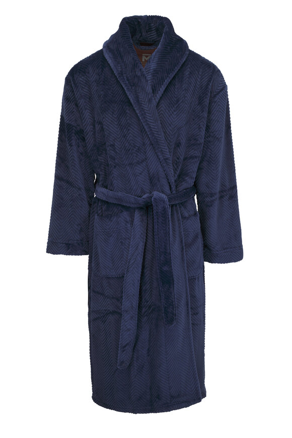 Majestic Navy Blue Fleece Robe