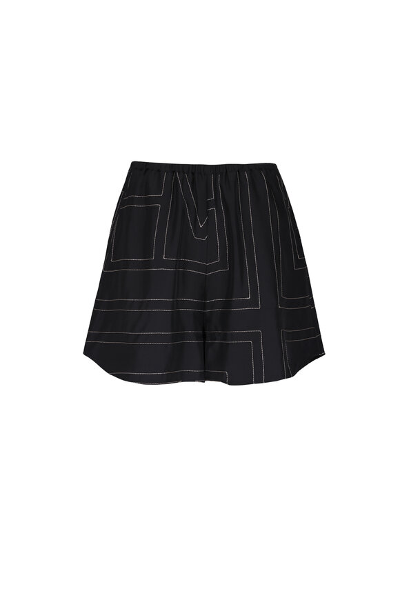 Totême Black Monogram Silk PJ Shorts - view 1