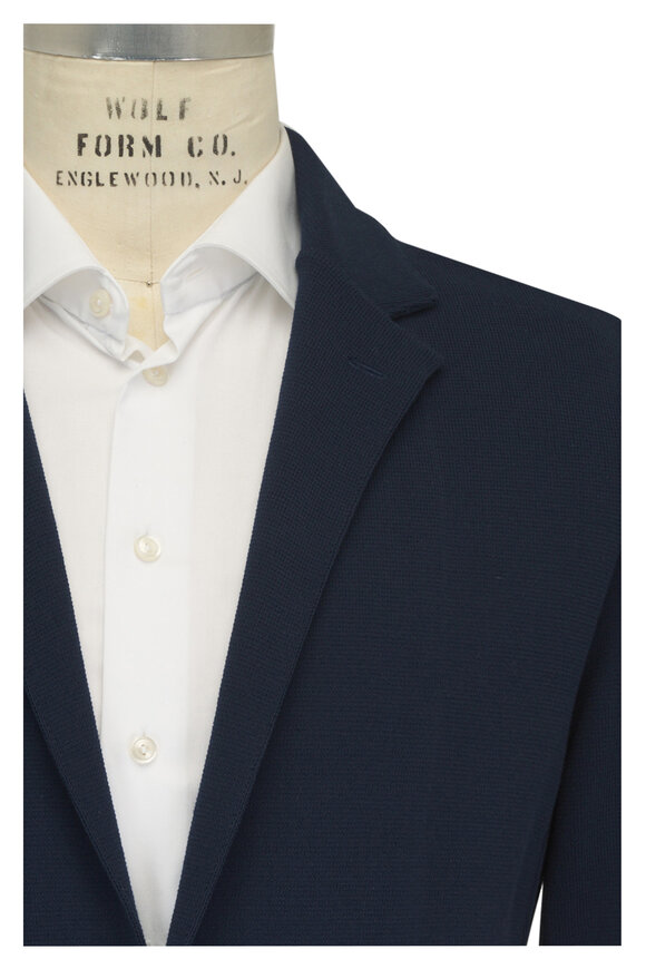 Patrick Assaraf Navy Cotton Knit Blazer