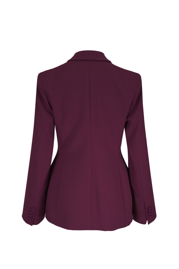 Michael Kors Collection Georgie Burgundy Stretch Wool Crepe Blazer - view 2