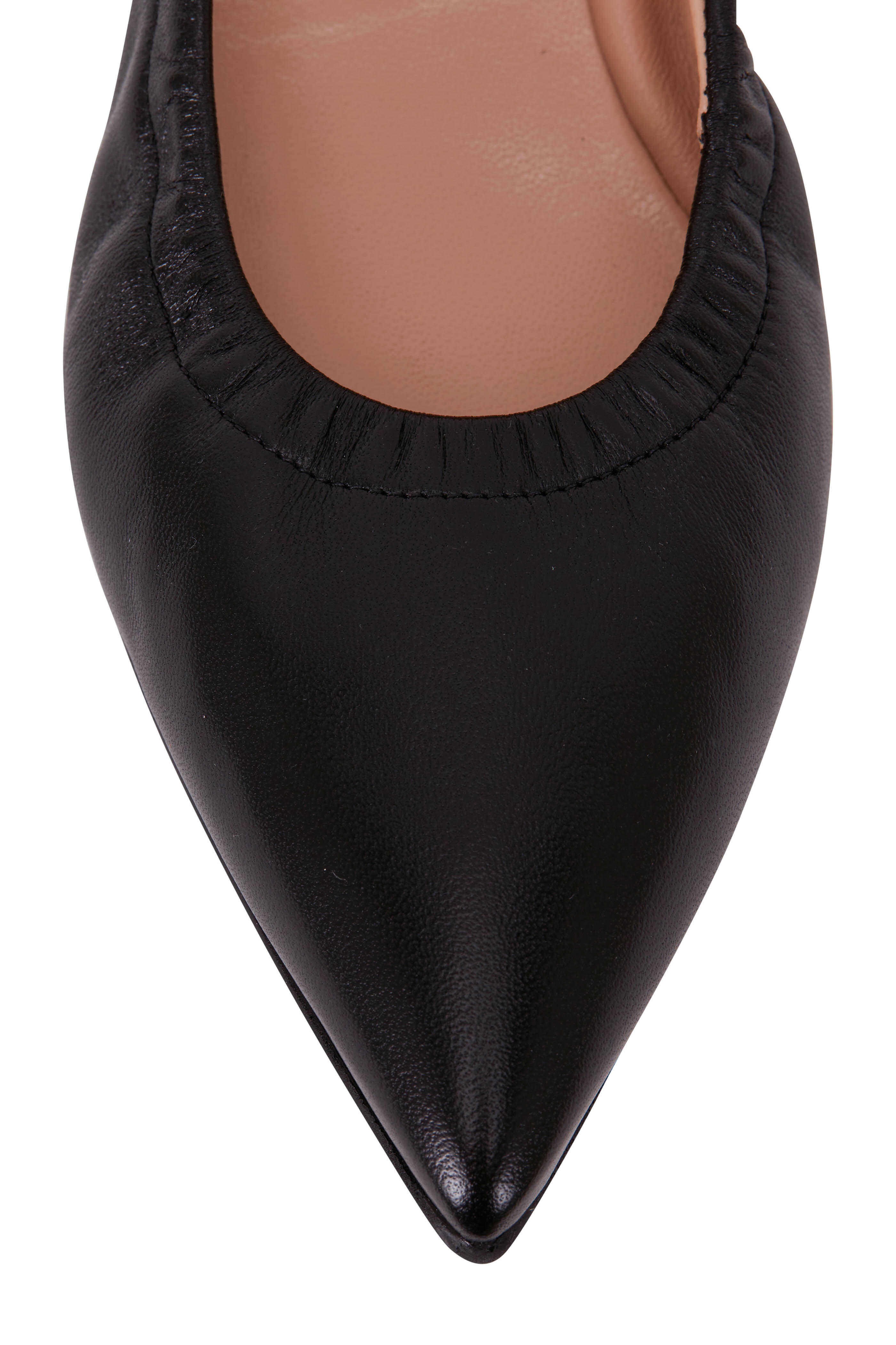 Gianvito Rossi - Alina Black Leather Pointed Ballet Flat