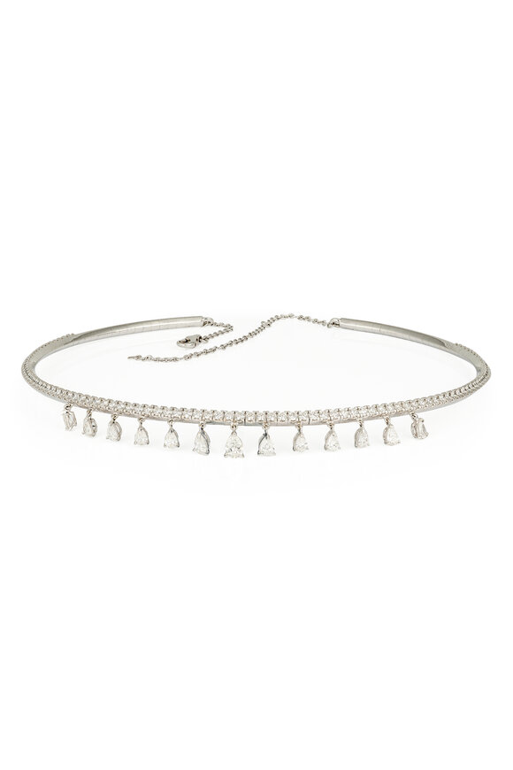ZYDO 18k White Gold Pear Diamond Drops Choker - view 2