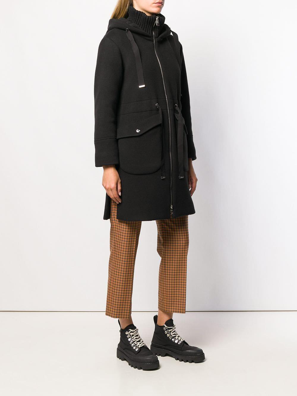 Herno - Duffle Black Wool & Cashmere Knit Collar Coat