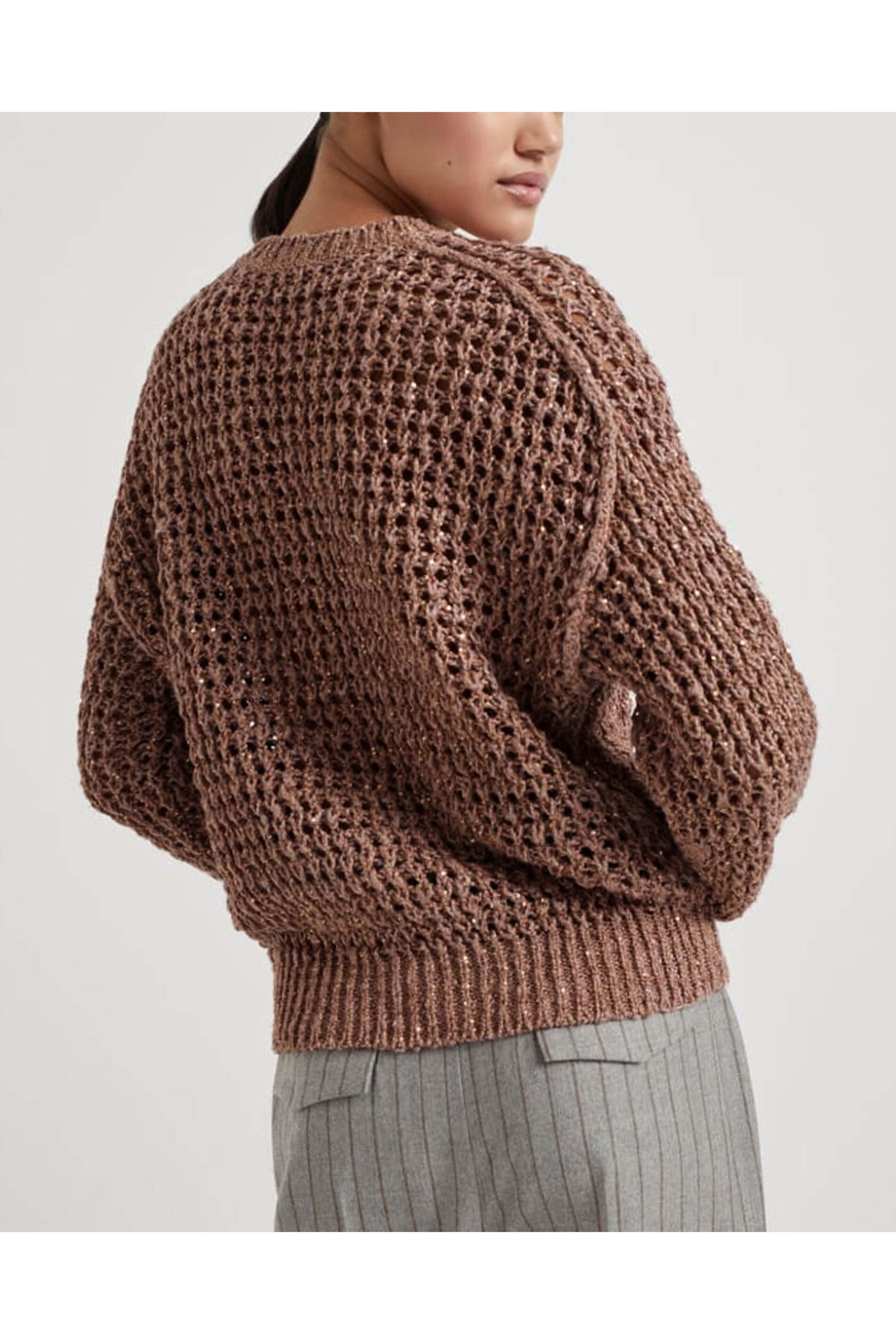 Brunello Cucinelli - Rose Diamond Net Knit Pullover
