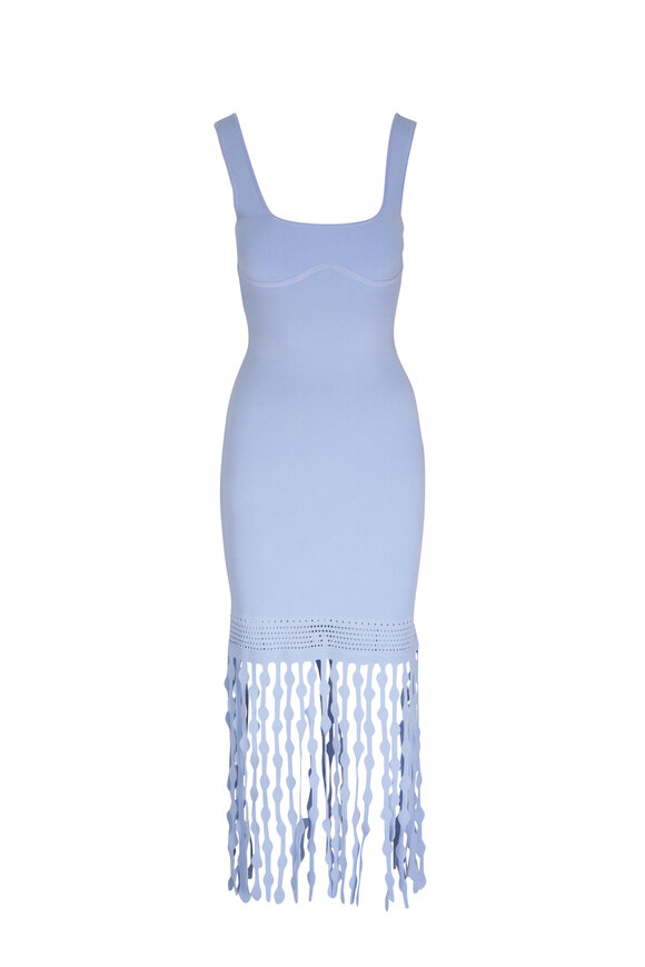 Jonathan Simkhai Signa French Blue Lattice Fringe Dress
