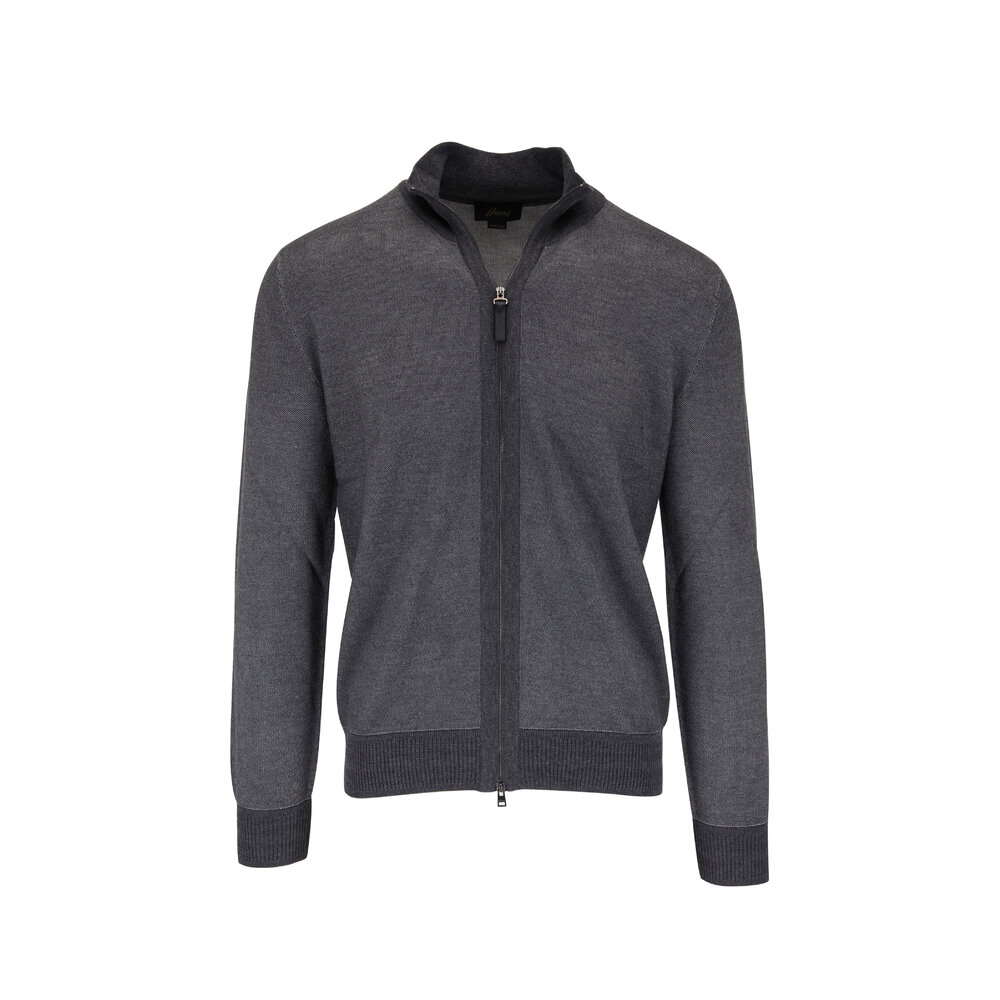 Brioni - Charcoal Grey Full-Zip Sweater | Mitchell Stores