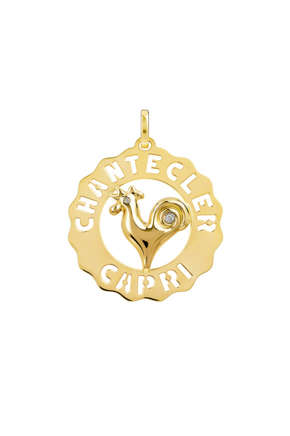 Chantecler 18k Yellow Gold Diamond Rooster Charm